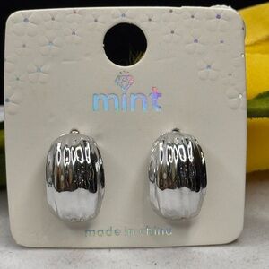 Mint Silver Tone Textured Hoop Post Earrings
.75 inch approx